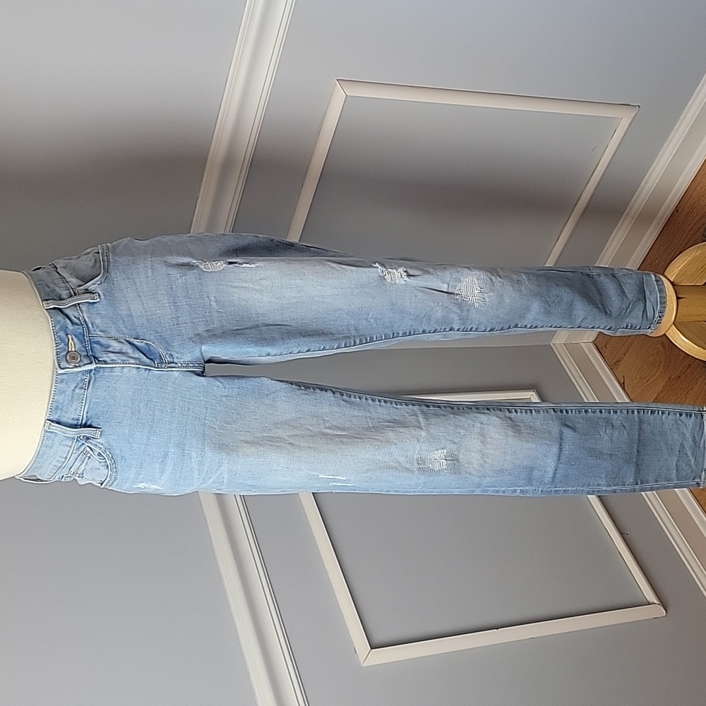 OLD NAVY The Rock‎ Star Light Wash Skinny Distressed Destroyed Stretch Jeans 6L